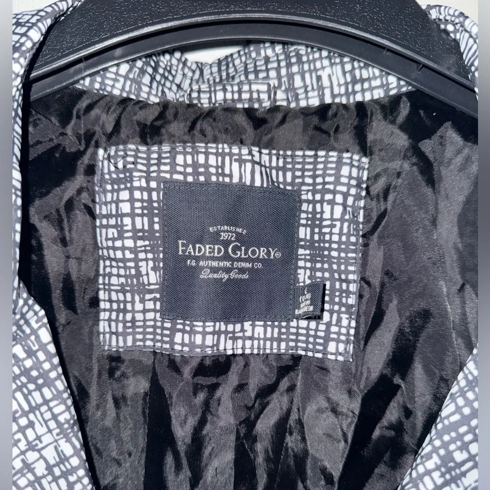 Faded Glory Women's L Black White Print Belted Lightweight Trench Coat Jacket - Picture 4 of 16